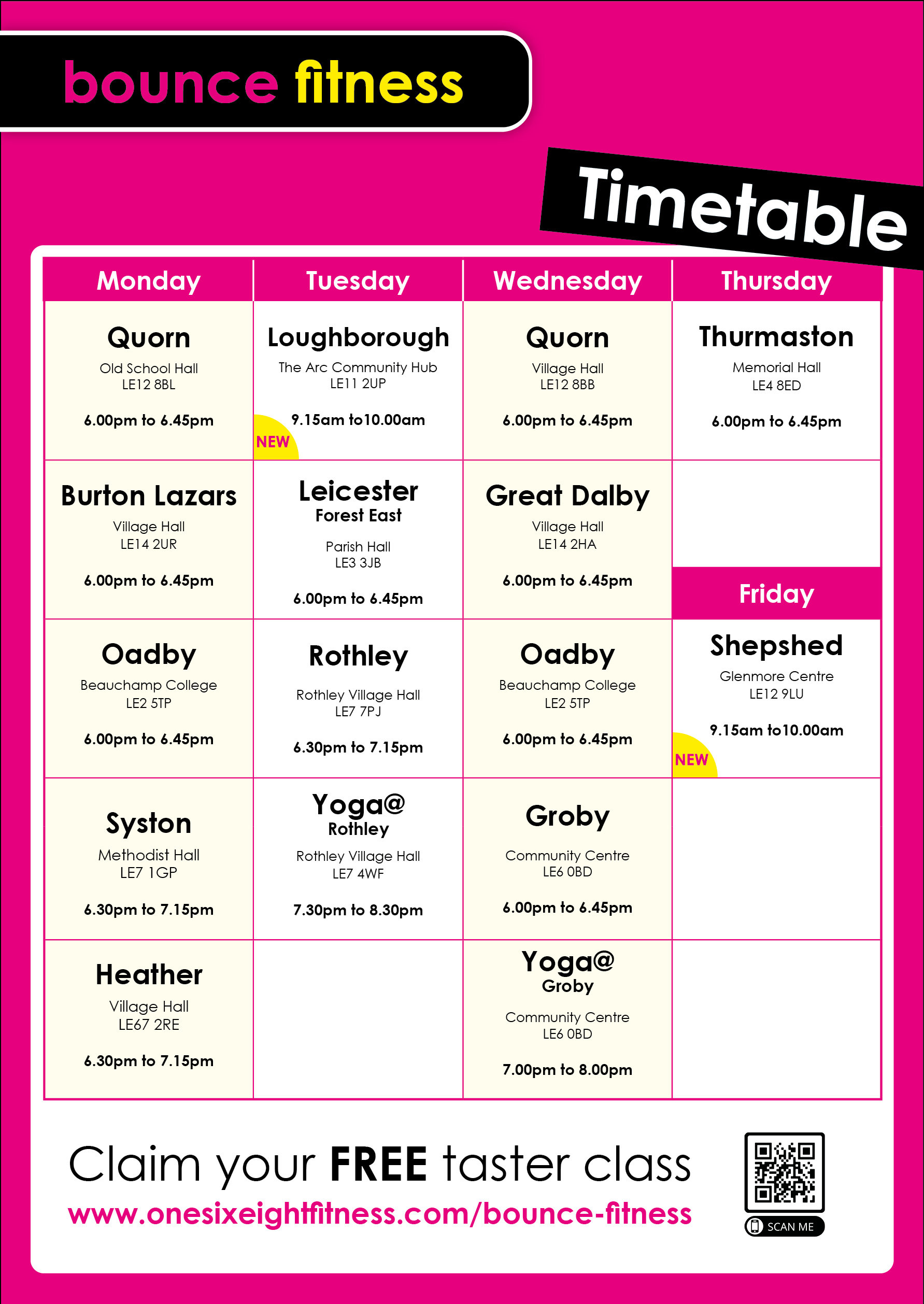 Latest timetable