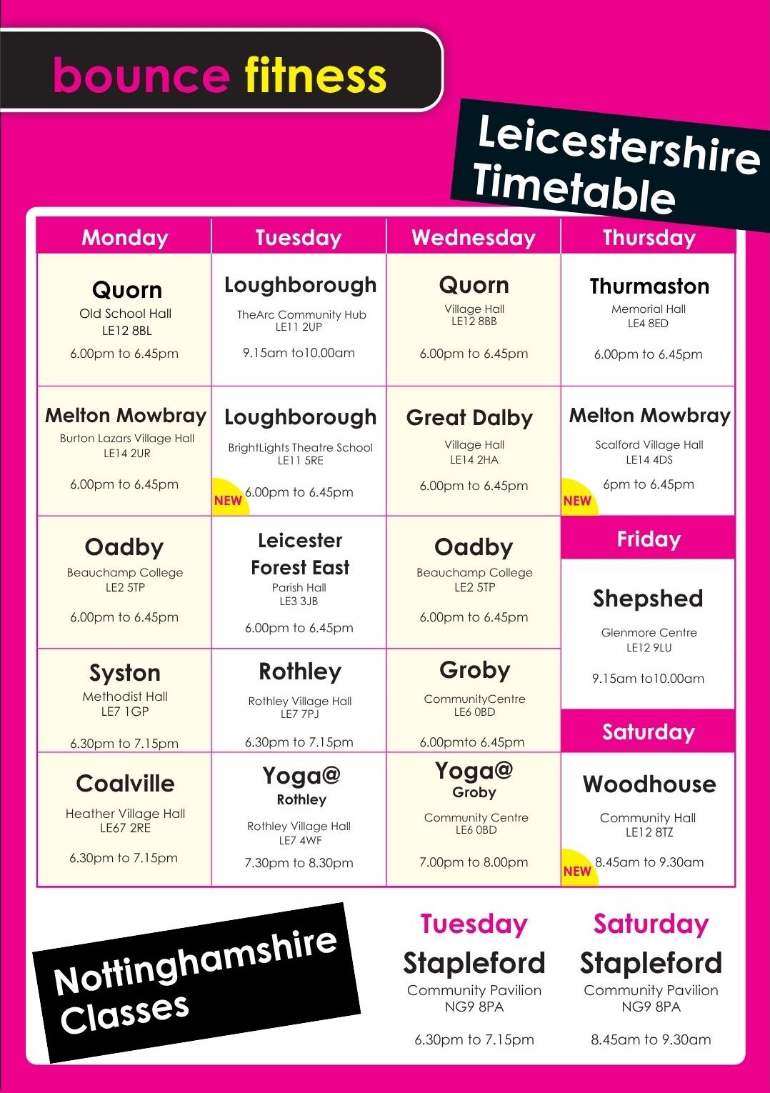 Latest timetable