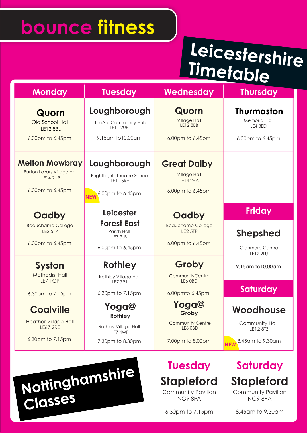 Latest timetable