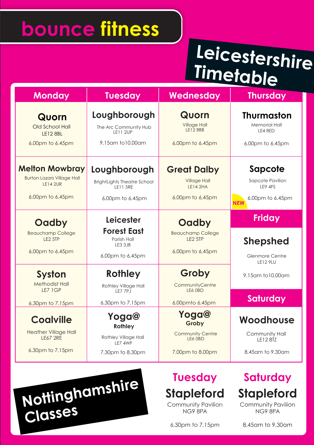 Latest timetable